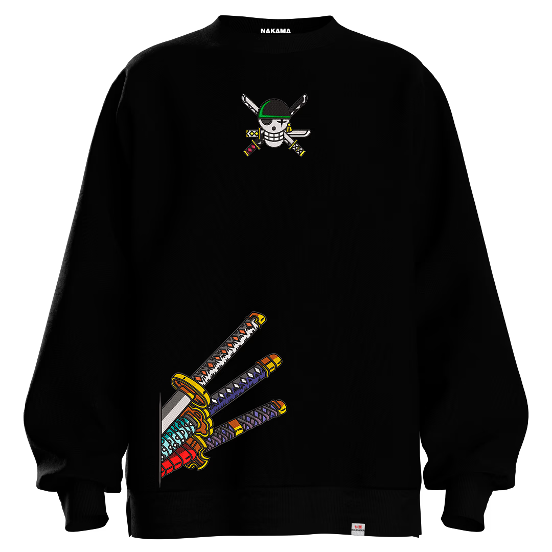 Black Zoro Embroidered Sweatshirt - One Piece Collection